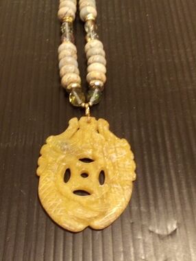 Carved Yellow Jade Pendant Necklace - Women Jewelry